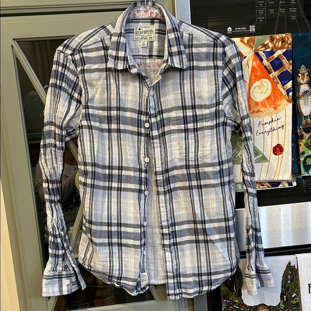 Lucky Brand Plaid Cotton Long Sleeve Button Down Small Farmhouse